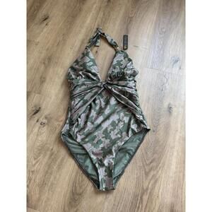 NWT VITAMIN A One-Piece Reversible Halter‎ Swimsuit Size Large